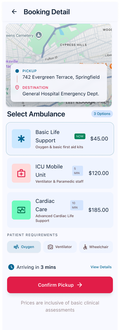 Ambulance App Screen 3